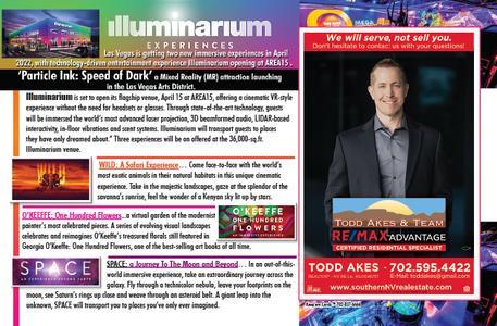 Las Vegas experiences magazine page with a realtor advertisement