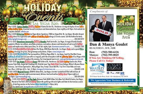 Las Vegas area holiday events flyer with a realtor advertisement