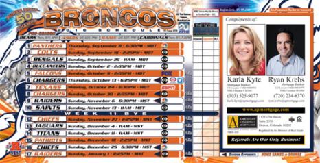 Denver Keep'em Card - June Special Bronco Schedule design